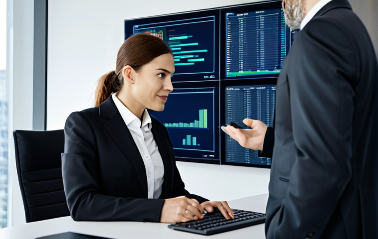 **Prompt:** A professional financial advisor in a modern office setting, explaining blockchain technology to a client using a digital display, fully clothed in business attire, safe for work, perfect anatomy, natural proportions, professional photography, high quality, modest clothing, appropriate content.