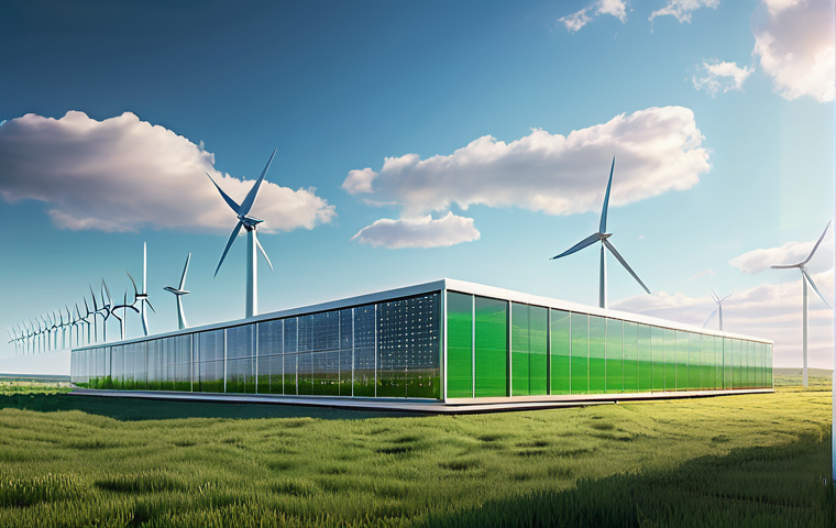 디지털화폐의 기후 변화 영향 - **Prompt: "A sprawling, futuristic cryptocurrency mining farm at night, illuminated by the glow of t...