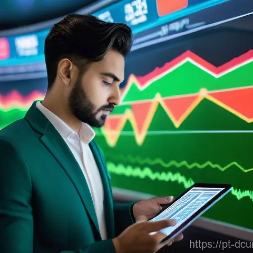 디지털화폐의 리스크 및 대응 전략 - **Prompt:** A young adult, gender-neutral, stands calmly on a dynamic, abstract digital rollercoaste...