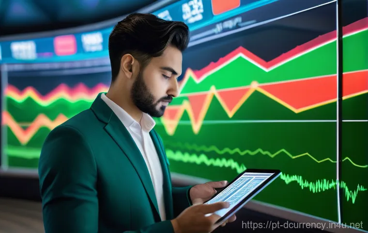 디지털화폐의 리스크 및 대응 전략 - **Prompt:** A young adult, gender-neutral, stands calmly on a dynamic, abstract digital rollercoaste...